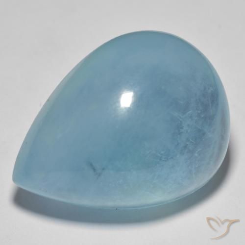 49 ct Blue Green Aquamarine, 28.4 x 21.3 mm Pear Cabochon From Madagascar, Photo A
