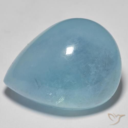 49.00 ct Turquoise Aquamarine Stone, Natural Aquamarine in Pear Cabochon Shape for Sale