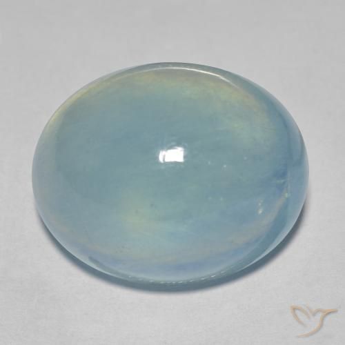 Acquamarina blu da 23,48 ct, cabochon ovale da 19,5 x 15,7 mm del Madagascar, Photo A