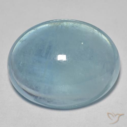 31.95 ct Blue Green Aquamarine, 22.9 x 18.3 mm Oval Cabochon From Madagascar, Photo A
