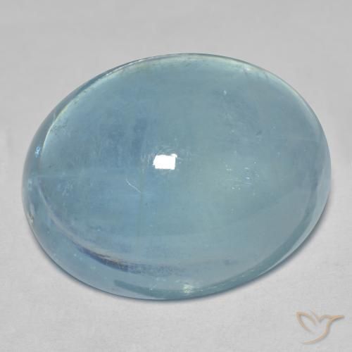 31.95 ct Turquoise Aquamarine Stone, Natural Aquamarine in Oval Cabochon Shape for Sale