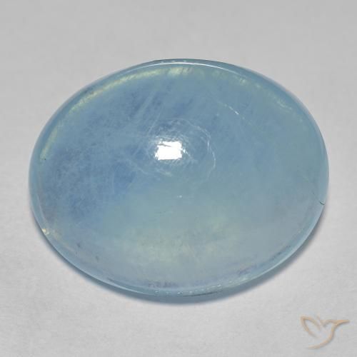 20.9 x 16.5mm Oval Cabochon Blue Aquamarine from Madagascar, Weight of 19.53ct, Natural untreated gemstone in Transparent Clarity, 1pc Aquamarine - the Color is Baby Blue, Mohs Hardness of 7.5 - 8 suitable for daily wear jewelry, Symbolizes Serenity, Photo A