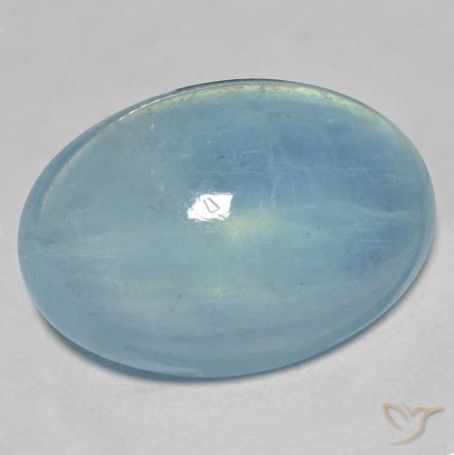 26.47ct Oval Cabochon Turquoise Aquamarine from Madagascar, Dimension 23.8 x 16.6mm, Natural untreated Gemstone, Transparent Clarity, 1 piece Aquamarine in Light Teal Color, Mohs Hardness of 7.5 - 8 suitable for daily wear jewelry, Symbolizes Serenity, Photo A