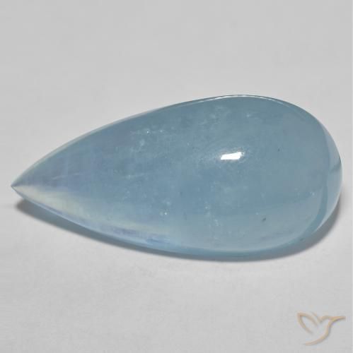 34.90 ct Blue Aquamarine Stone, Natural Aquamarine in Pear Cabochon Shape for Sale