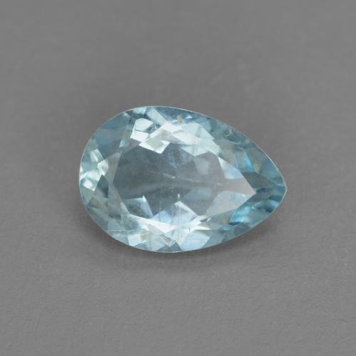 0.63ct Pear Facet Blue Aquamarine from India, Dimension 7.2 x 5mm, VS Clarity, Natural untreated gemstone, 1pc Aquamarine in Light Blue Color, Mohs Hardness of 7.5 - 8 suitable for daily wear jewelry, Unblocks Throat Chakra, Photo A