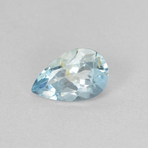 6.2 x 4.1mm Pear Facet Blue Aquamarine from India, Weight of 0.41ct, Natural untreated Gemstone in VVS Clarity, 1pc Aquamarine - Color: Light Aqua Blue, Mohs Hardness of 7.5 - 8 suitable for daily wear jewelry, Symbolizes Serenity, Photo A