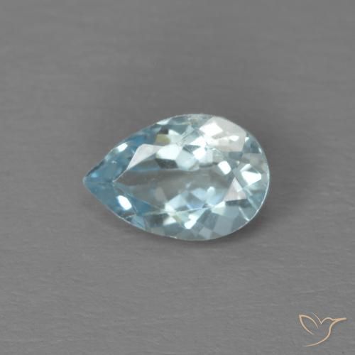 0.34 ct Blue Aquamarine, 5.9 x 4 mm Pear Cut From India, Photo A