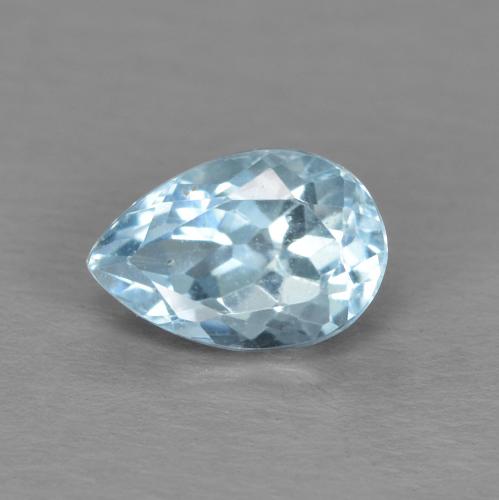 6 x 4mm Pear Blue Aquamarine from India, Weight of 0.47ct, Natural untreated Gemstone in VVS-VS Clarity, 1pc Pear Facet Aquamarine - Color: Sky Blue, Mohs Hardness of 7.5 - 8 suitable for daily wear jewelry, Unblocks Throat Chakra, Photo A