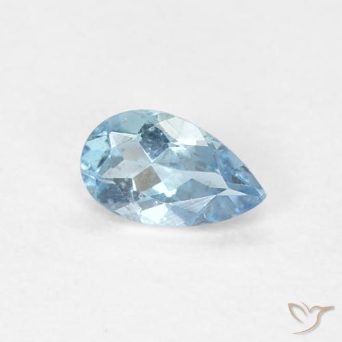 0.21 ct Blue Aquamarine, 5.2 x 3.1 mm Pear Cut From India, Photo A