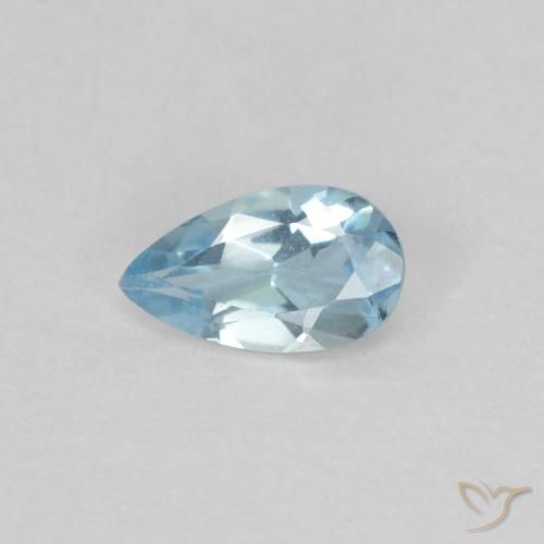 0.15 ct Blue Aquamarine, 5 x 2.9 mm Pear Cut From India, Photo A