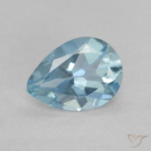 0.11 ct Blue Aquamarine, 4 x 3 mm Pear Cut From India, Photo A