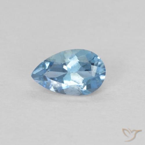 0.19 ct Blue Aquamarine, 5 x 3.1 mm Pear Cut From India, Photo A