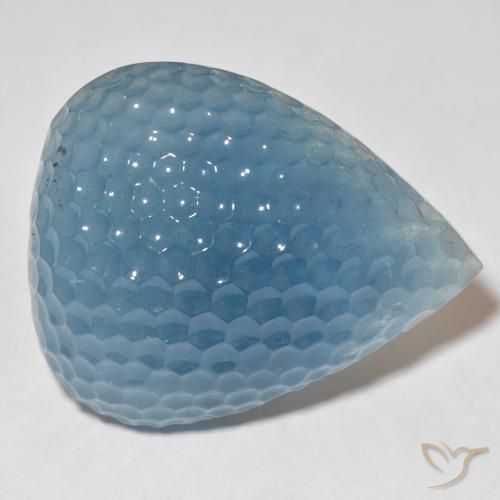 89.31 ct Blue Aquamarine Stone, Natural Aquamarine in Carved Pear Shape for Sale