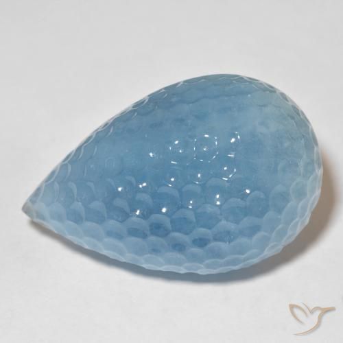 69.84 ct Blue Aquamarine, 35.3 x 22.4 mm Carved From India, Photo A
