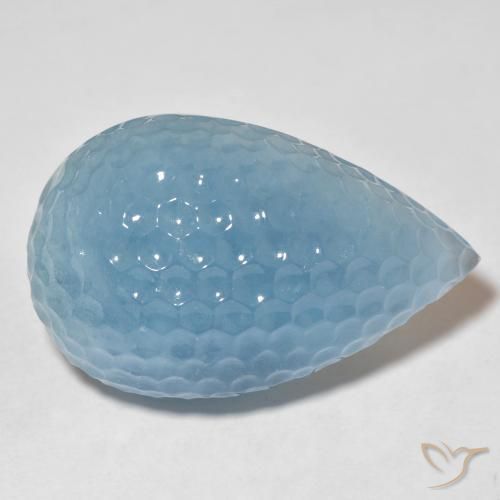 69.84 ct Blue Aquamarine Stone, Natural Aquamarine in Carved Pear Shape for Sale