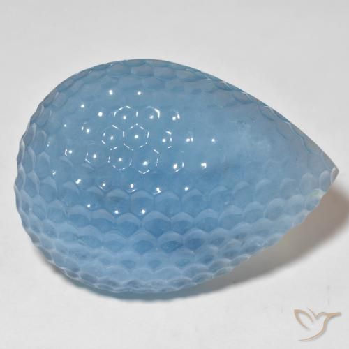 103.15 ct Blue Aquamarine Stone, Natural Aquamarine in Carved Pear Shape for Sale