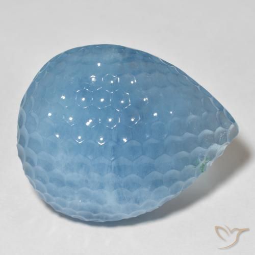 70.80 ct Blue Aquamarine Stone, Natural Aquamarine in Carved Pear Shape for Sale