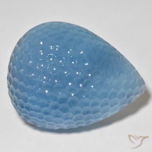 115.20 ct Blue Aquamarine Stone, Natural Aquamarine in Carved Pear Shape for Sale