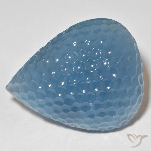 Acquamarina blu da 97,31 ct, 37,1 x 30,5 mm scolpita dall'India, Photo A