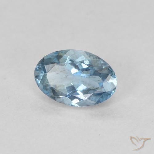 0.42 ct Blue Aquamarine Stone, Natural Aquamarine in Oval Facet Shape for Sale