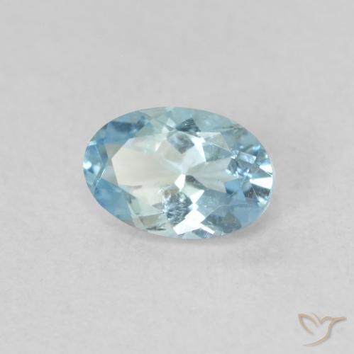 0.44 ct Blue Aquamarine Stone, Natural Aquamarine in Oval Facet Shape for Sale