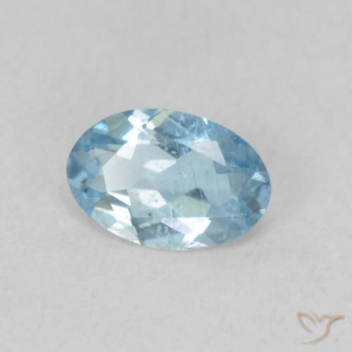 0.37 ct Blue Aquamarine Stone, Natural Aquamarine in Oval Facet Shape for Sale