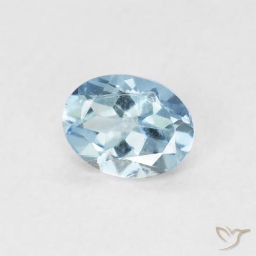 0.29 ct Blue Aquamarine Stone, Natural Aquamarine in Oval Facet Shape for Sale