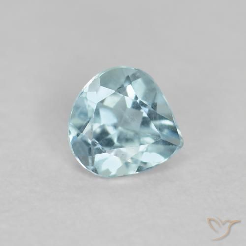 0.21 ct Turquoise Aquamarine Stone, Natural Aquamarine in Pear Facet Shape for Sale