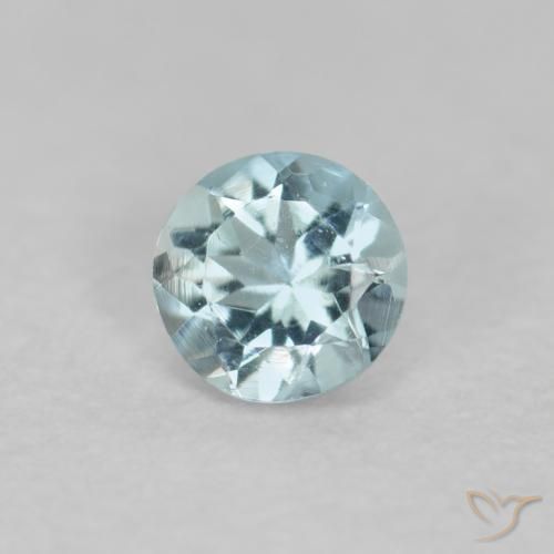 0.17 ct Turquoise Aquamarine Stone, Natural Aquamarine in Round Facet Shape for Sale