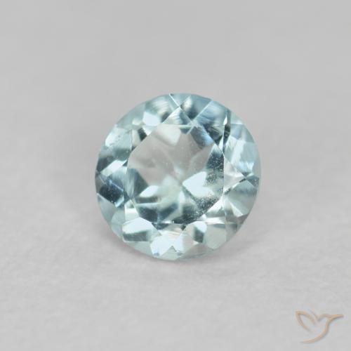 0.22 ct Turquoise Aquamarine Stone, Natural Aquamarine in Round Facet Shape for Sale