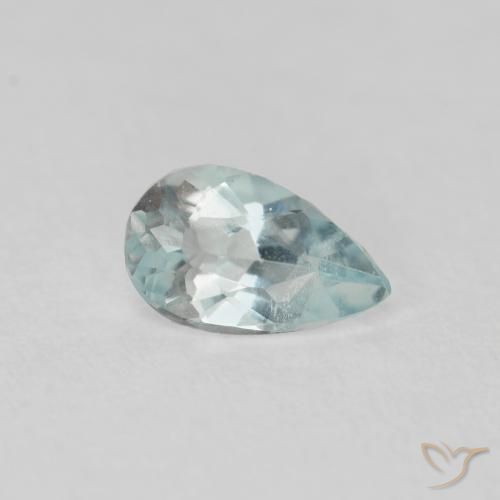 0.23 ct Turquoise Aquamarine Stone, Natural Aquamarine in Pear Facet Shape for Sale
