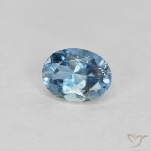0.17 ct Blue Aquamarine Stone, Natural Aquamarine in Oval Facet Shape for Sale