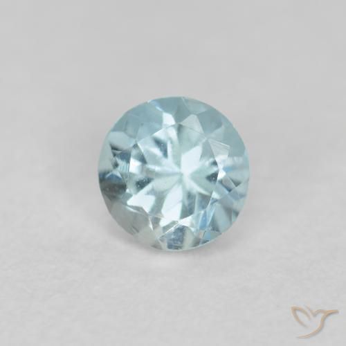 0.23 ct Turquoise Aquamarine Stone, Natural Aquamarine in Round Facet Shape for Sale
