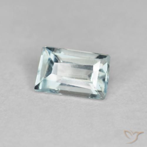 0.33 ct Blue Aquamarine Stone, Natural Aquamarine in Baguette Facet Shape for Sale