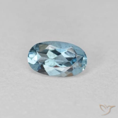 0.23 ct Blue Aquamarine Stone, Natural Aquamarine in Oval Facet Shape for Sale