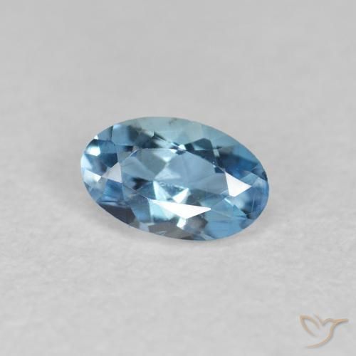0.17 ct Blue Aquamarine Stone, Natural Aquamarine in Oval Facet Shape for Sale