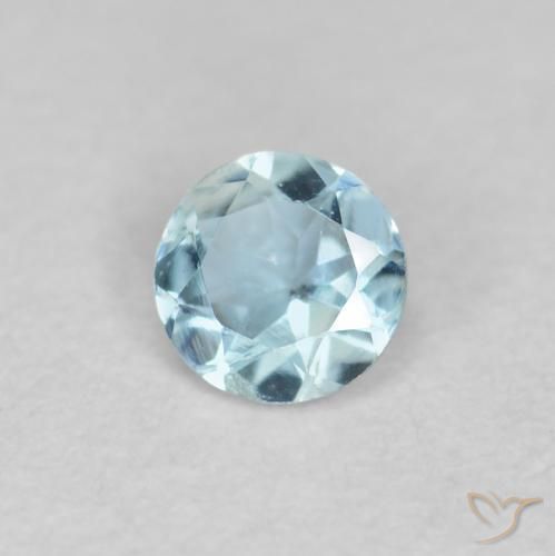 0.18 ct Blue Aquamarine Stone, Natural Aquamarine in Round Facet Shape for Sale