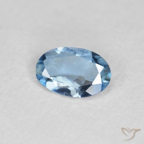 0.26 ct Blue Aquamarine Stone, Natural Aquamarine in Oval Facet Shape for Sale