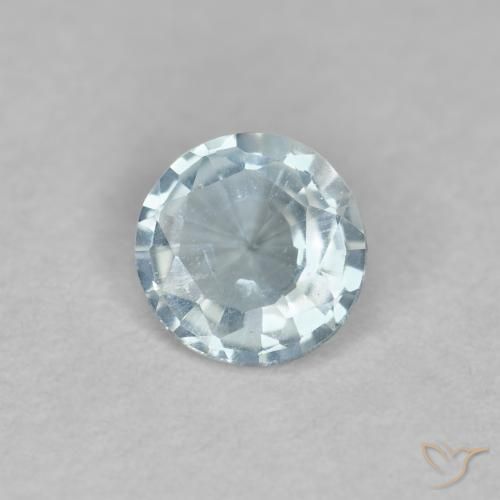 0.35 ct Blue Aquamarine Stone, Natural Aquamarine in Round Facet Shape for Sale
