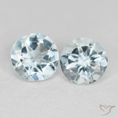 0.78ctw Natural Very Light Blue Aquamarine, Round, VVS-VS