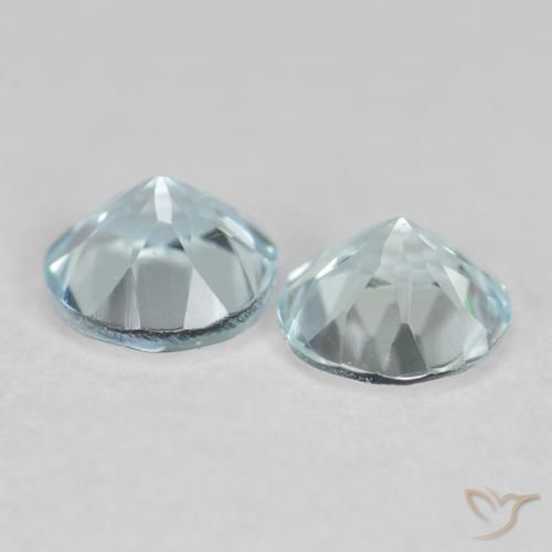 Aquamarine Gemstones in 5 mm (calibrated) Size for Sale, Aquamarine Stones in Very Light Blue Color