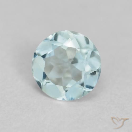 0.22 ct Blue Aquamarine Stone, Natural Aquamarine in Round Facet Shape for Sale
