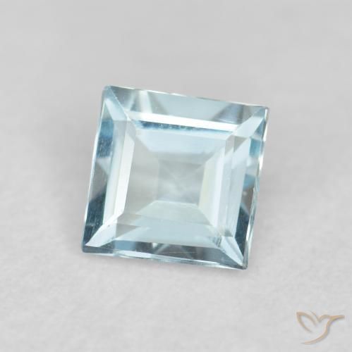 0.22 ct Blue Aquamarine Stone, Natural Aquamarine in Square Facet Shape for Sale