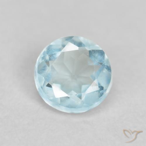 0.26ct Natural Baby Blue Aquamarine, Round, VVS