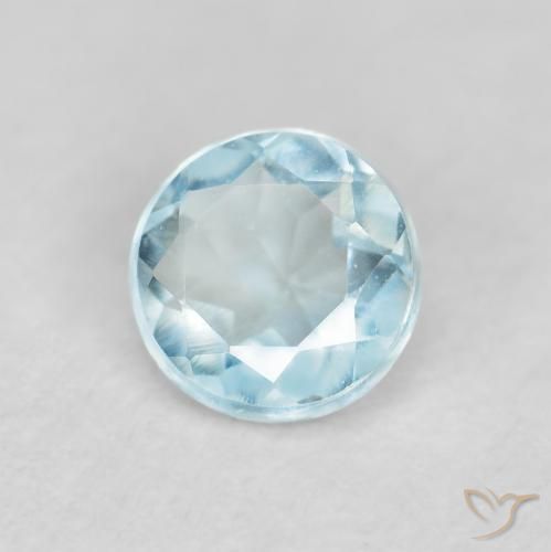 0.26 ct Blue Aquamarine Stone, Natural Aquamarine in Round Facet Shape for Sale