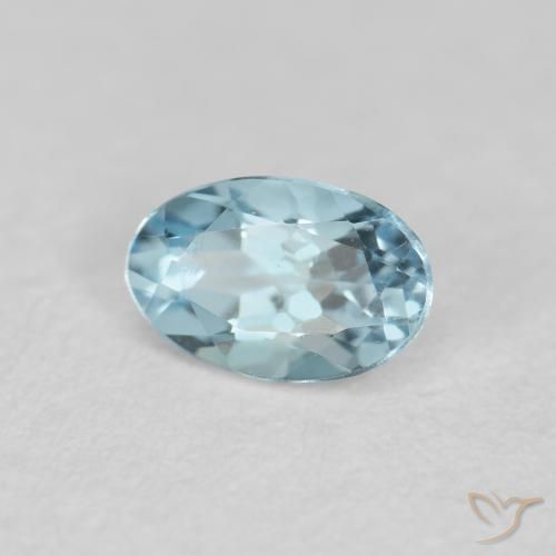 0.21 ct Blue Aquamarine Stone, Natural Aquamarine in Oval Facet Shape for Sale