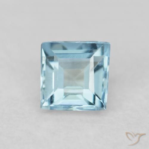 0.16ct Natural Light Aqua Blue Aquamarine, Square, VVS-VS
