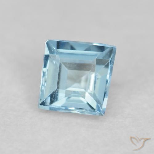 0.16 ct Blue Aquamarine Stone, Natural Aquamarine in Square Facet Shape for Sale