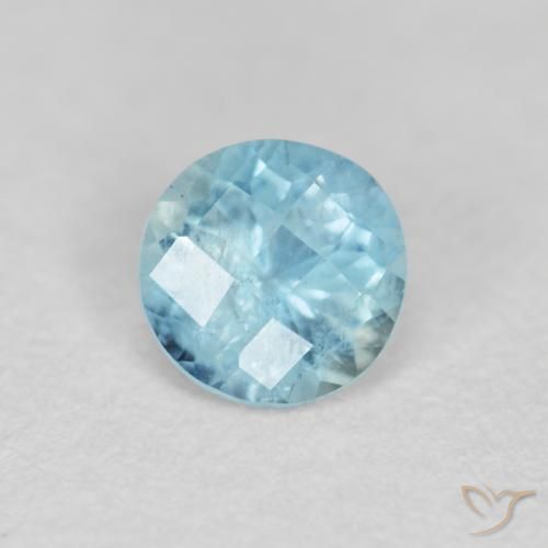 0.34ct Natural Medium Blue Aquamarine, Round, VS-SI