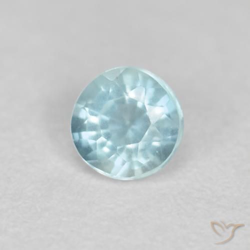 0.18 ct Blue Aquamarine Stone, Natural Aquamarine in Round Facet Shape for Sale